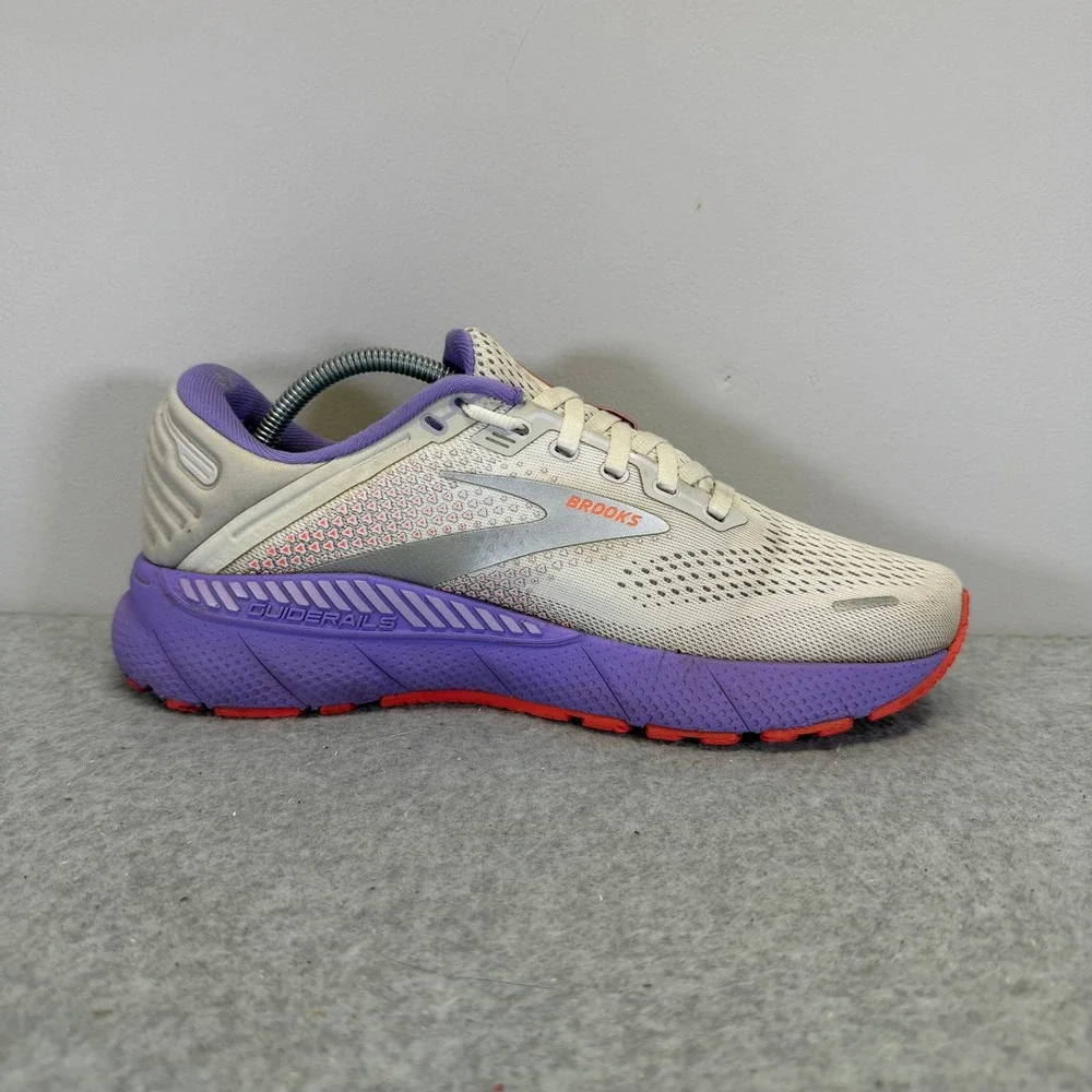 Brooks Adrenaline GTS 22 Womens Shoes Size 8.5 Cream Purple Coral 1203531B105
